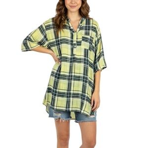 Beyond Capri Casual Cotton Lightweight 3/4 Sleeve Pullover Tunic One Size Yellow